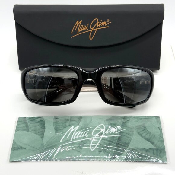 Maui Jim Stingray Sunglasses Unisex MJ 103-02 Gloss Black Grey Lenses 55mm - Picture 1 of 9